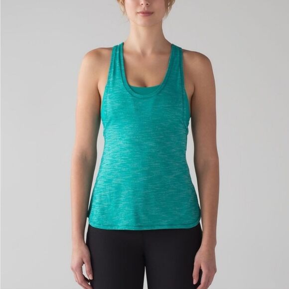 Lululemon Glide and Stride TankHeathered Viridian Green / Viridian Green‎ size 4 - Picture 3 of 10